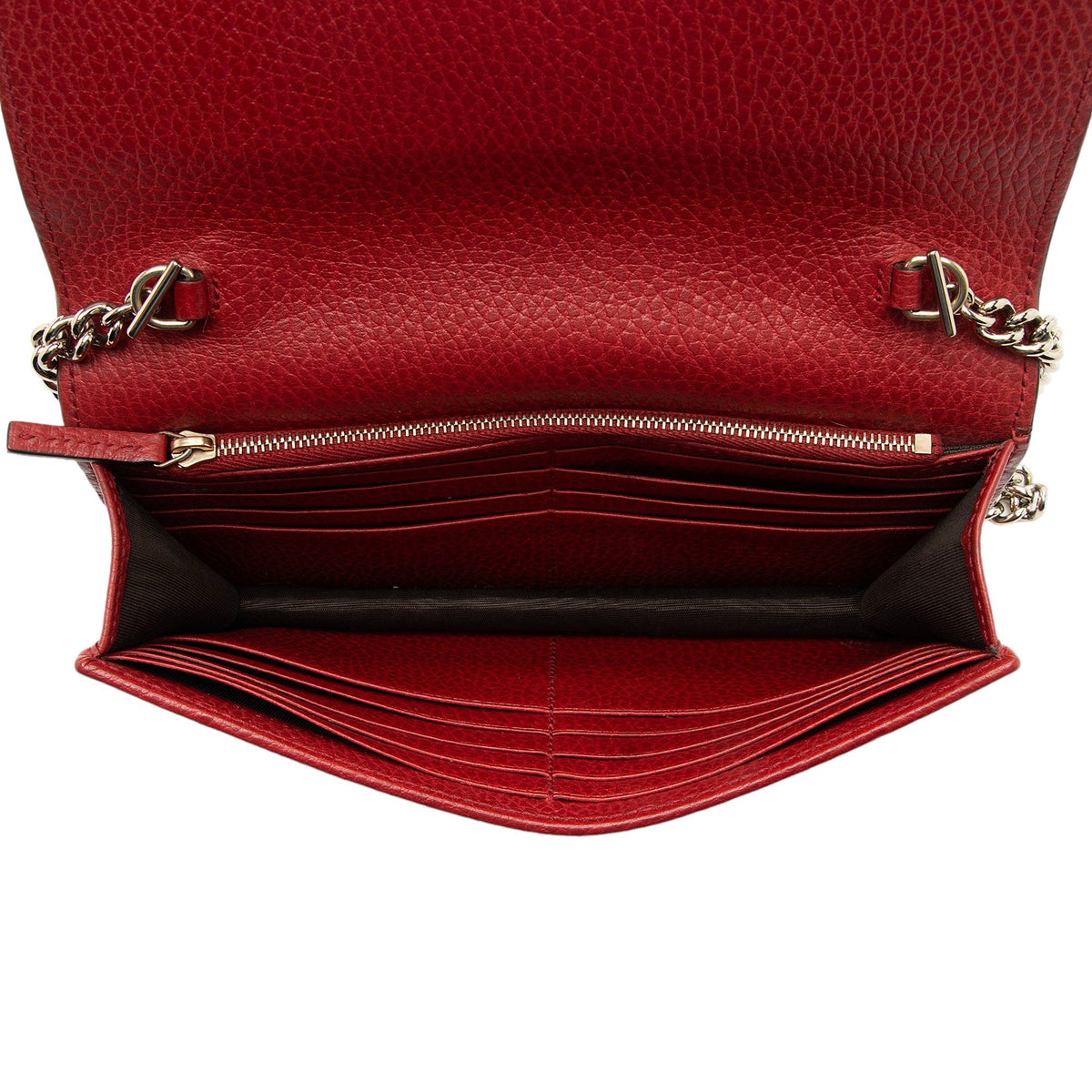 Gucci Grained Calfskin Interlocking G Chain Wallet
