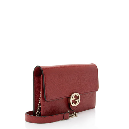 Gucci Grained Calfskin Interlocking G Chain Wallet
