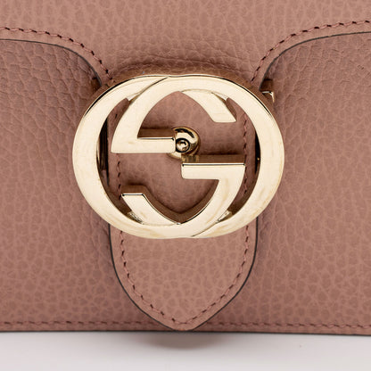 Gucci Grained Calfskin Interlocking G Small Shoulder Bag (SHF-eMNjXX)