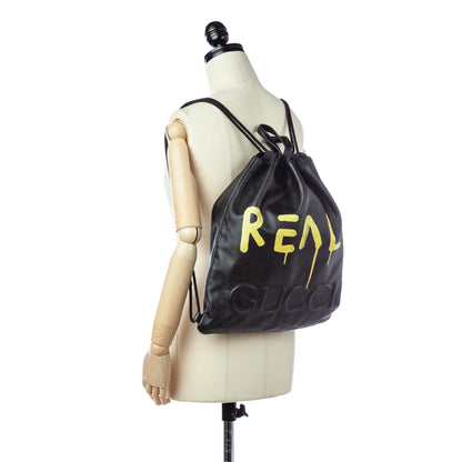 Gucci Gucci Ghost Drawstring Leather Backpack (SHG-32464)