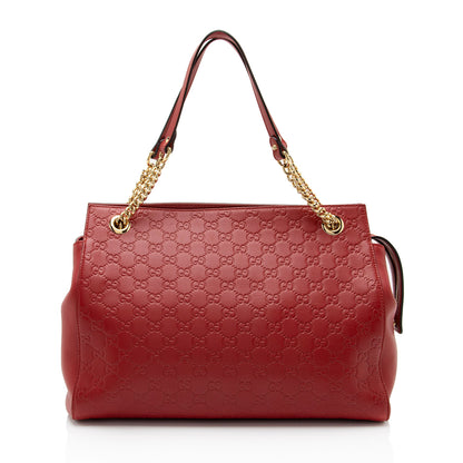 Gucci Guccissima Leather Chain Large Shoulder Bag (SHF-oF32dq)