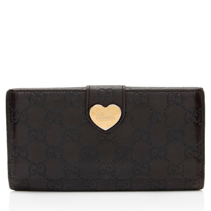 Gucci Guccissima Leather Heart Script Continental Wallet (SHF-RHYBgb)