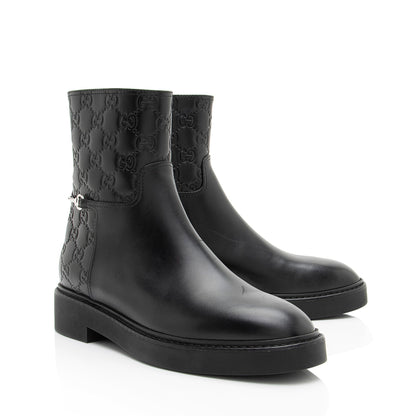 Gucci Guccissima Leather Horsebit Ankle Boots - Size 8 / 38
