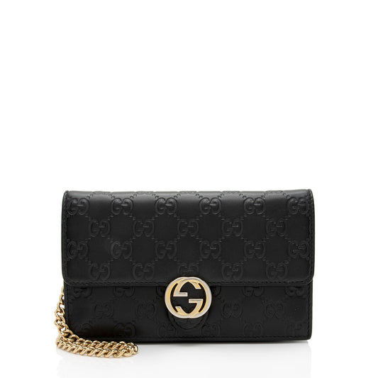 Gucci Guccissima Leather Interlocking G Chain Wallet (SHF-QK9Cxy)