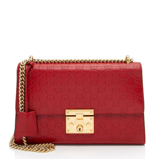 Gucci Guccissima Leather Padlock Medium Shoulder Bag (SHF-fXEhOA)