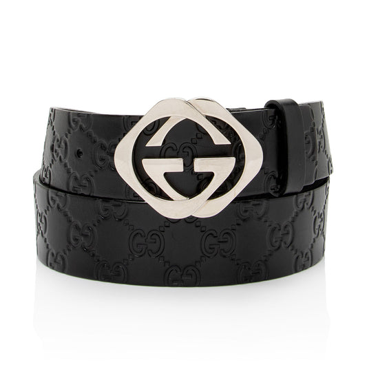 Gucci Guccissima Leather Square Interlocking G Belt - Size 34 / 85 (SHF-aYnWxe)