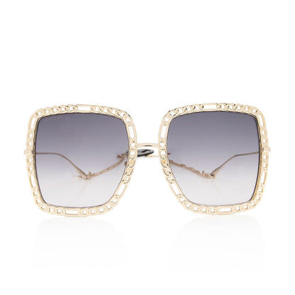 Gucci Interlocking G Charm Chain Oversize Square Sunglasses (SHF-ZhUx8y)