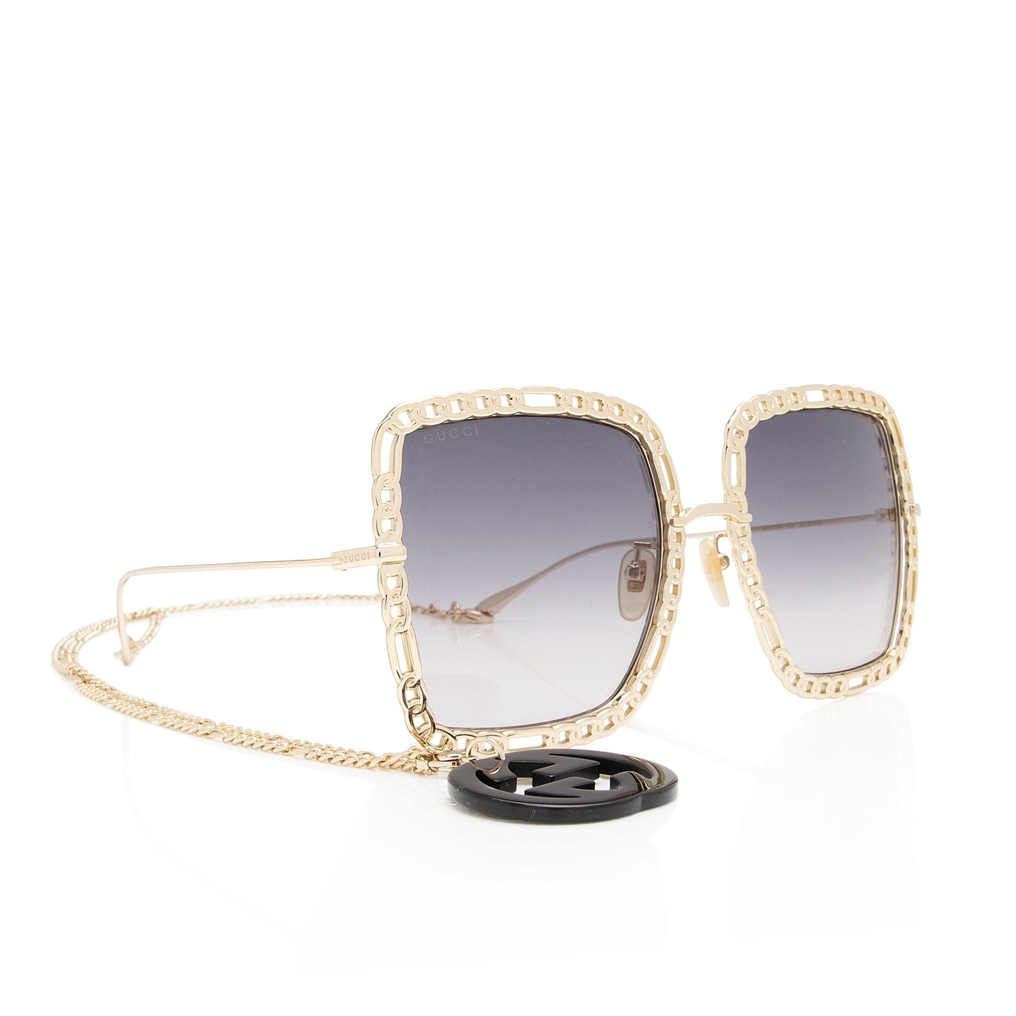 Gucci Interlocking G Charm Chain Oversize Square Sunglasses (SHF-ZhUx8y)