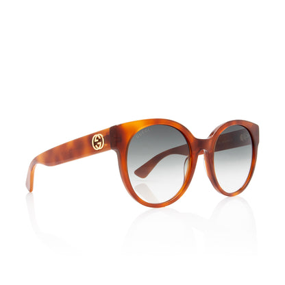 Gucci Interlocking G Round Cat Eye Sunglasses (SHF-mUFVDK)