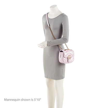 Gucci Matelasse Padded Iridescent Leather GG Marmont Square Mini Shoulder Bag