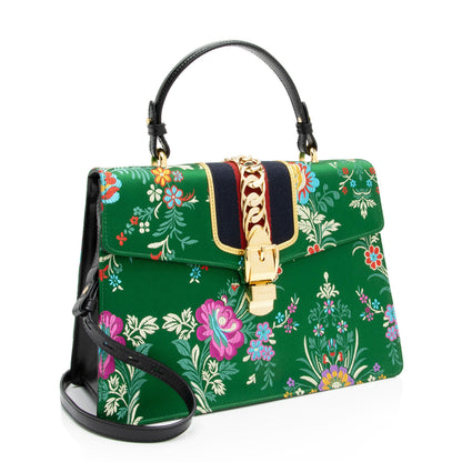 Gucci Jacquard Floral Sylvie Medium Top Handle (SHF-ecl3Zg)