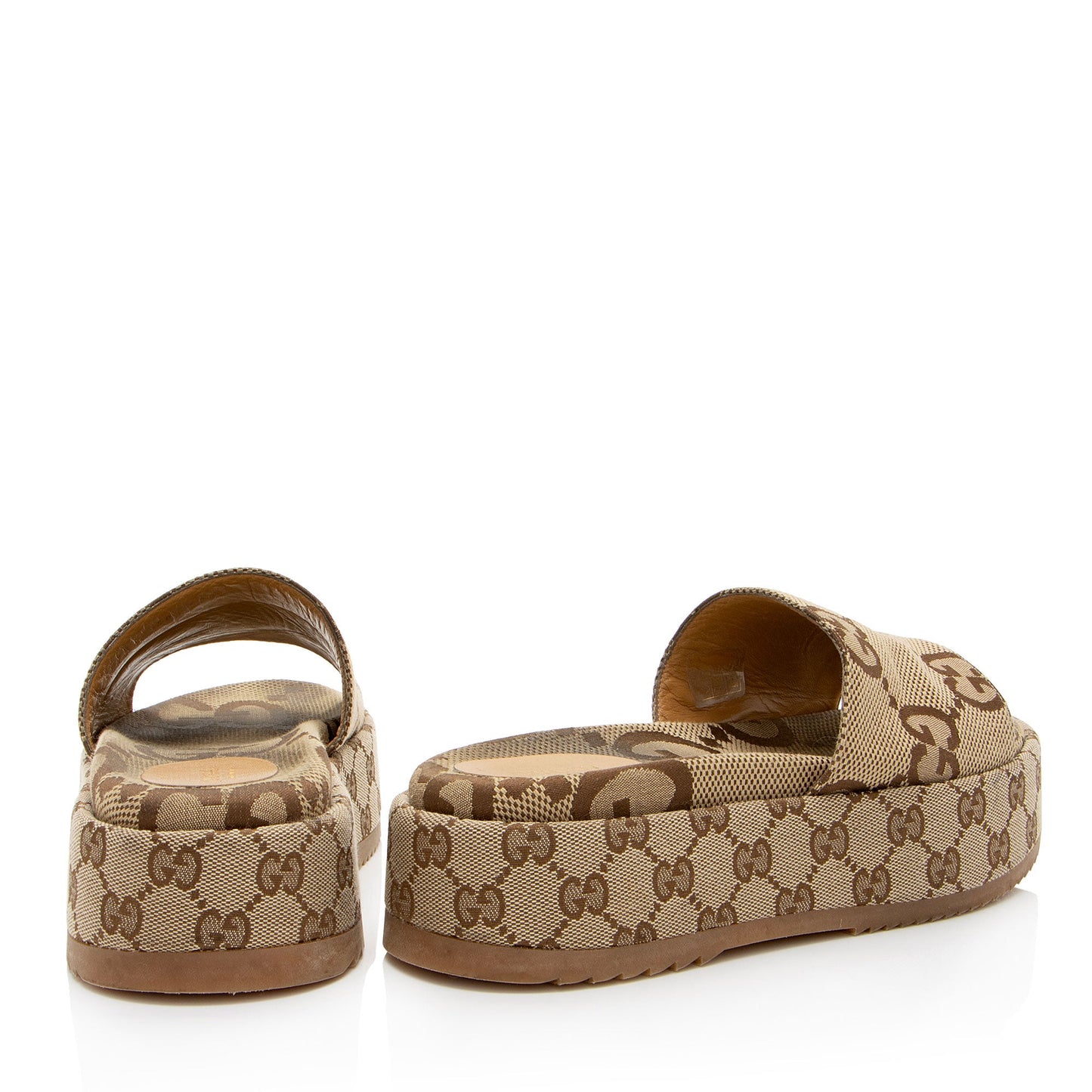 Gucci Jumbo GG Canvas Angelina Slide Platform Sandals - Size 8.5 / 38.5 (SHF-bkBL9w)