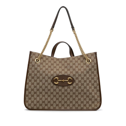 Gucci Large GG Canvas 1955 Horsebit Chain Tote (SHG-y7zkCB)