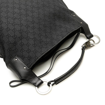Gucci Large GG Denim Horsebit Classic Ring Hobo