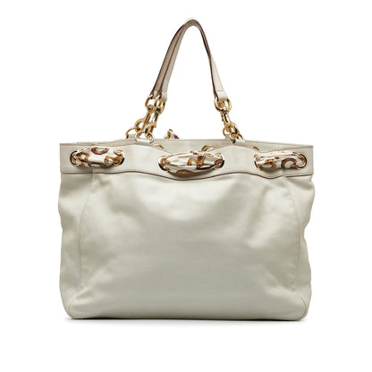 Gucci Large Leather Positano Scarf Tote (SHG-EgnKIT)