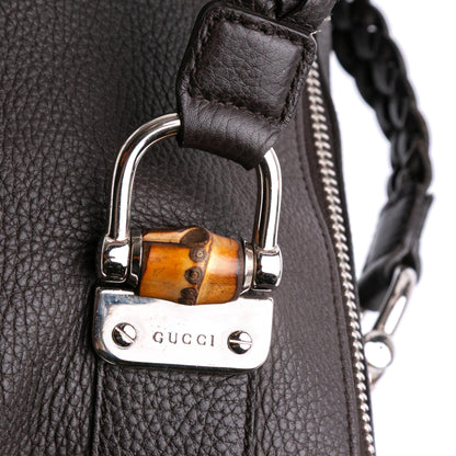Gucci Large Pebbled Calfskin Bamboo Bar Tote