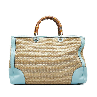 Gucci Large Raffia Bamboo Shopper (SHG-wkXCkH)