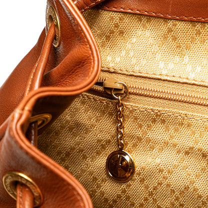 Gucci Leather Bamboo Drawstring Backpack
