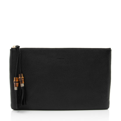 Gucci Leather Bamboo Tassel Zip Clutch (SHF-ybom6m)