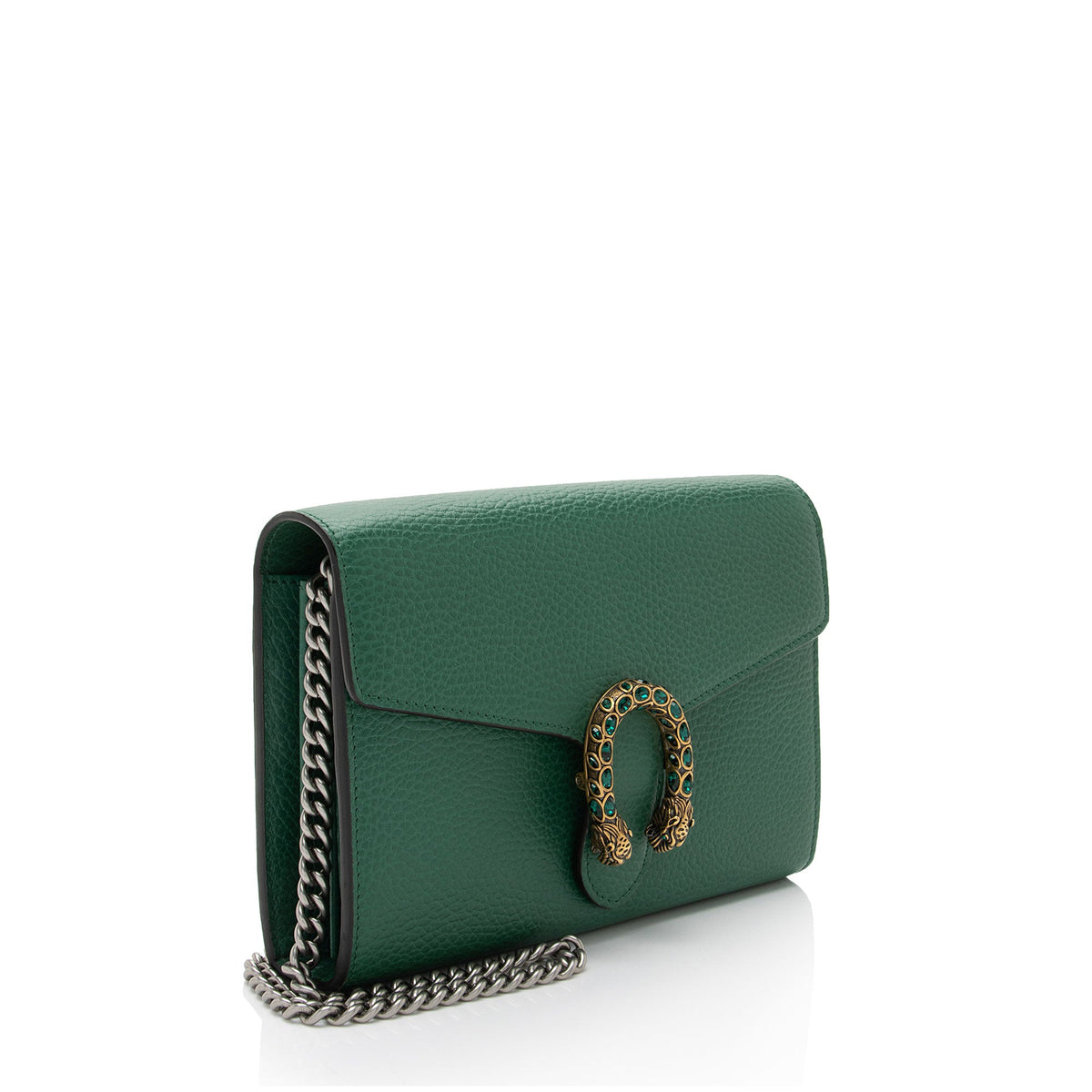 Gucci Leather Crystal Dionysus Chain Wallet (SHF-roOomv)