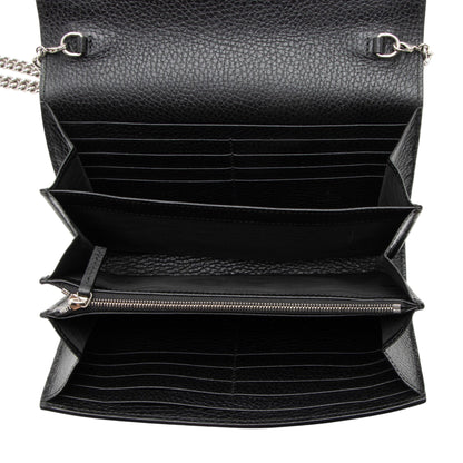 Gucci Leather Crystal Dionysus Chain Wallet