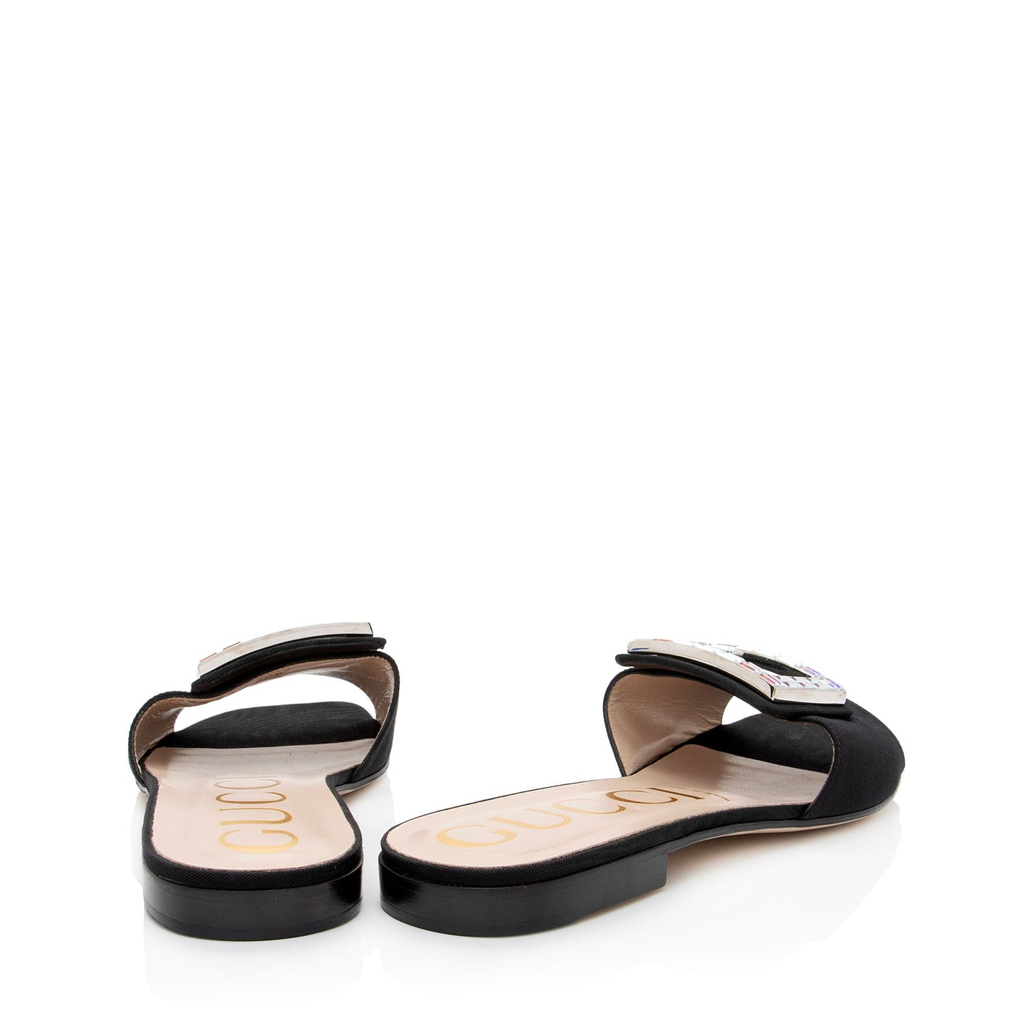 Gucci Leather Crystal G Madelyn Slide Sandals - Size 7.5 / 37.5 (SHF-PZAHJH)