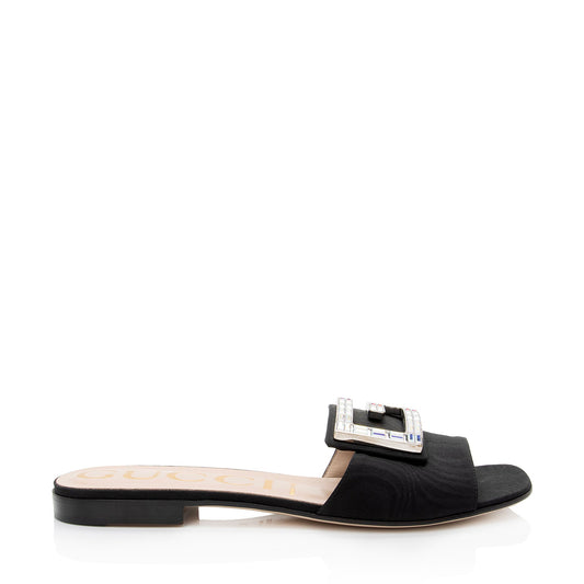 Gucci Leather Crystal G Madelyn Slide Sandals - Size 7.5 / 37.5 (SHF-PZAHJH)