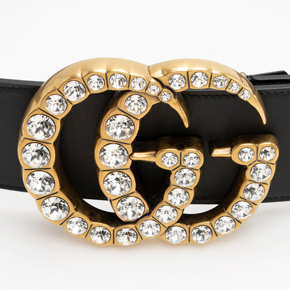 Gucci Leather Crystal GG Belt - Size 34 / 85 (SHF-21436)
