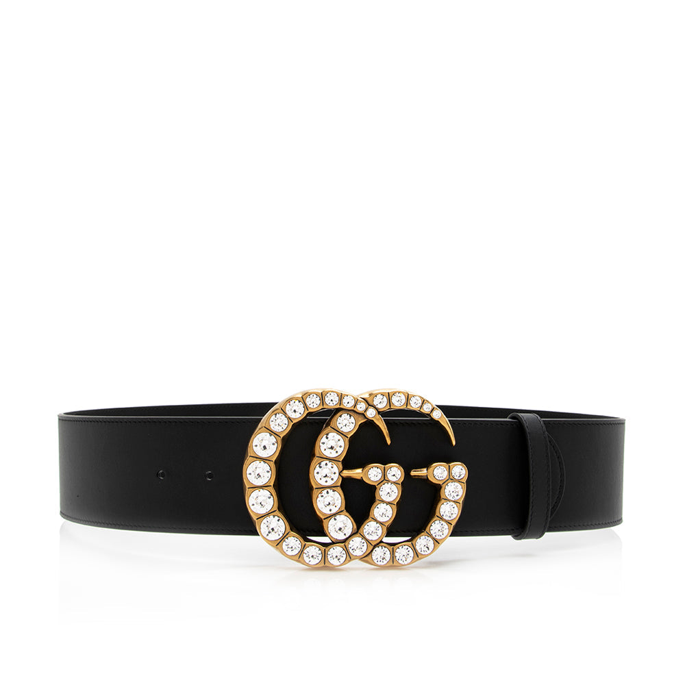 Gucci Leather Crystal GG Belt - Size 34 / 85 (SHF-21436)