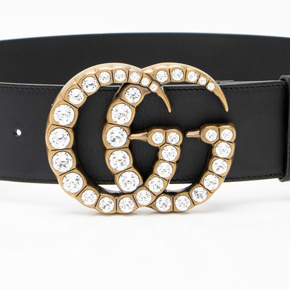 Gucci Leather Crystal GG Belt - Size 34 / 85