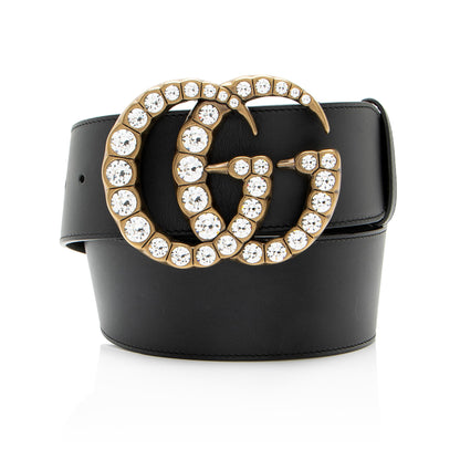 Gucci Leather Crystal GG Belt - Size 34 / 85