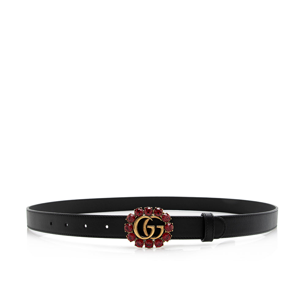 Gucci Leather Crystal GG Belt - Size 38 / 95 (SHF-21579)