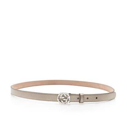 Gucci Leather Crystal GG Interlocking Belt - Size 42 / 105 (SHF-6wphpi)