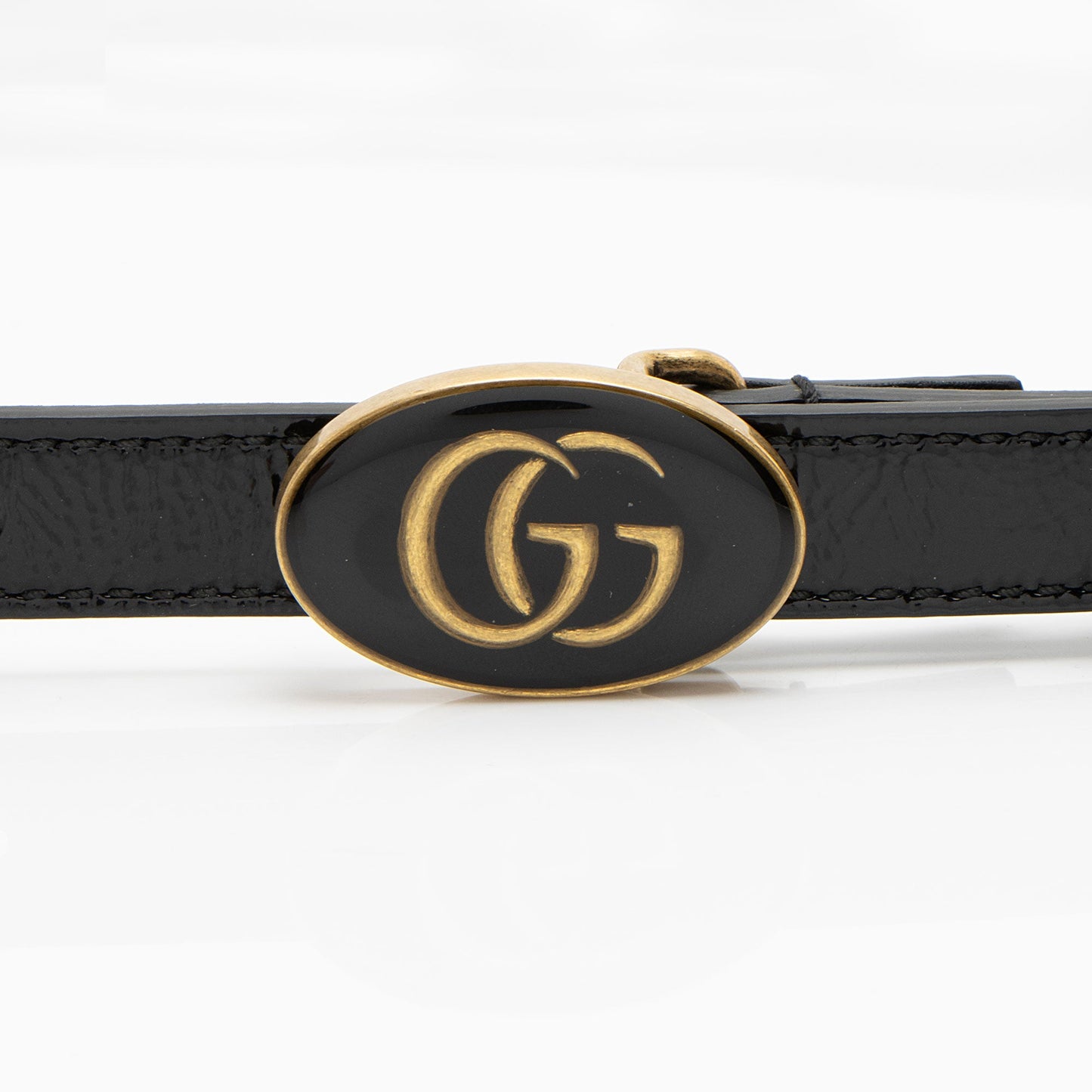 Gucci Leather Enamel GG Slim Belt - Size 36 / 90 (SHF-xWREr9)