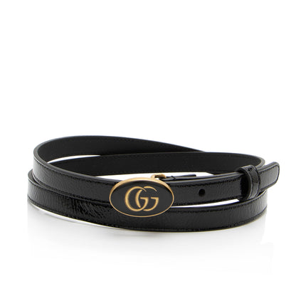 Gucci Leather Enamel GG Slim Belt - Size 36 / 90 (SHF-xWREr9)