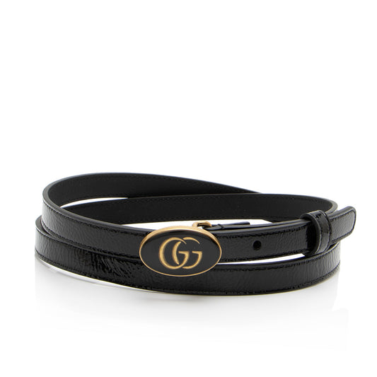 Gucci Leather Enamel GG Slim Belt - Size 36 / 90 (SHF-xWREr9)