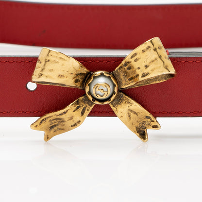 Gucci Leather Faux Pearl Interlocking G Bow Belt - Size 32 / 80 (SHF-9lJVcf)