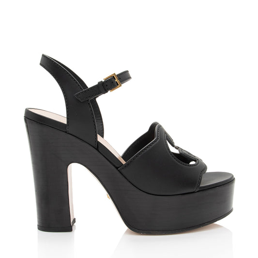 Gucci Leather Interlocking G Cutout Platform Sandals - Size 8 / 38 (SHF-tWIBX2)