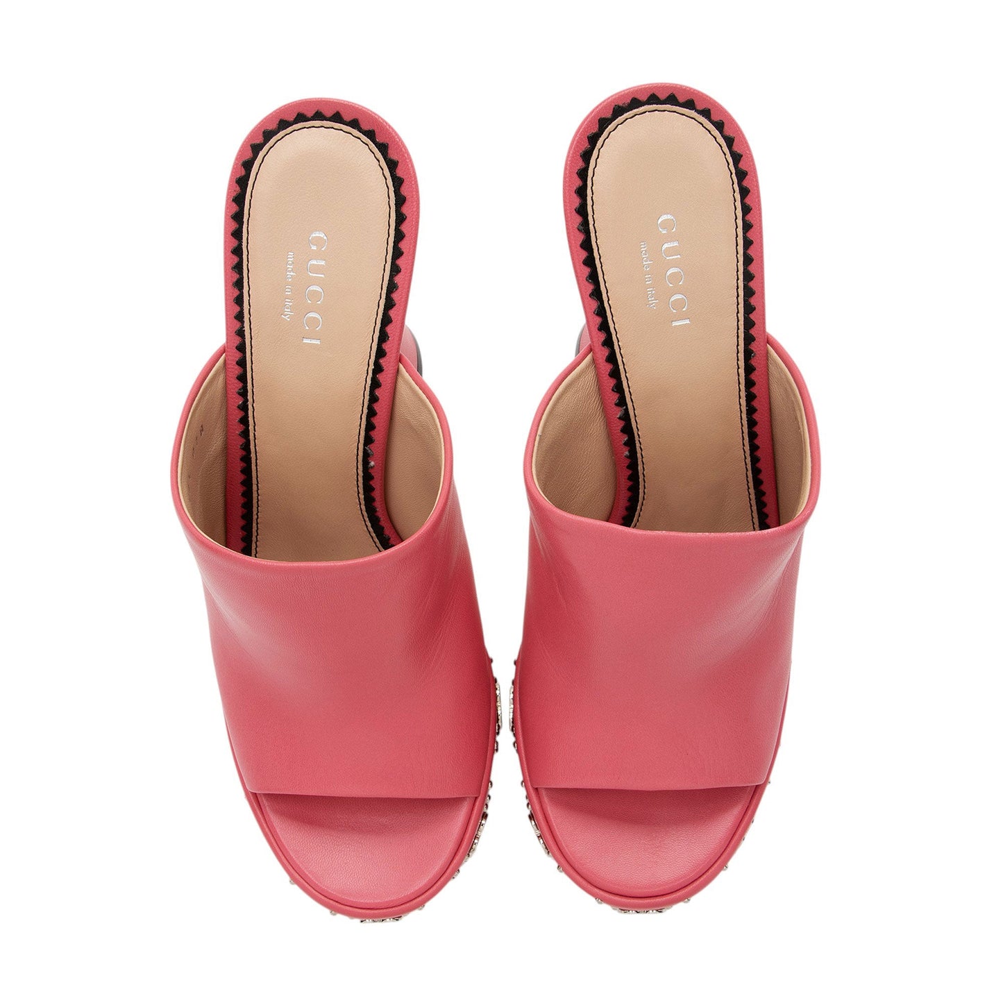 Gucci Leather GG Embellished Janaya Platform Sandals - Size 7.5 / 37.5