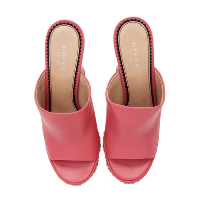 Gucci Leather GG Embellished Janaya Platform Sandals - Size 7.5 / 37.5