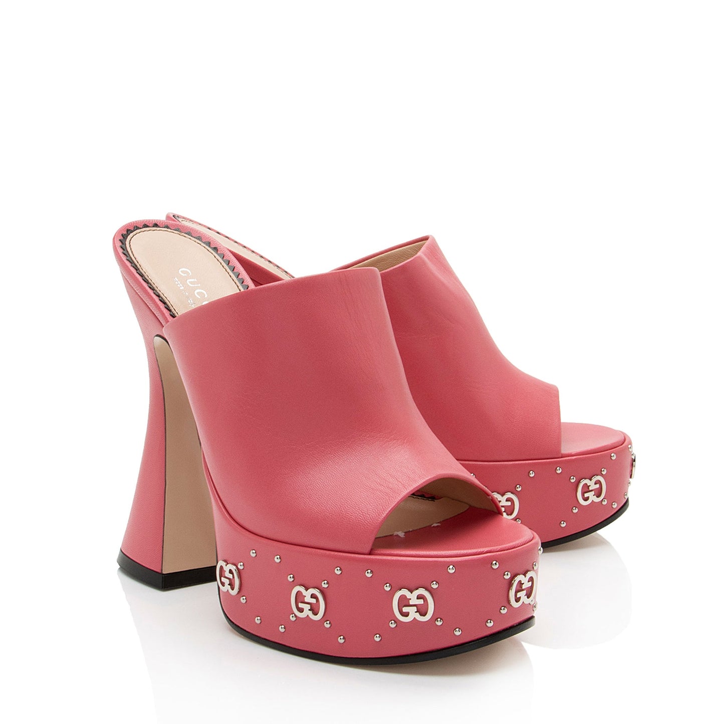 Gucci Leather GG Embellished Janaya Platform Sandals - Size 7.5 / 37.5