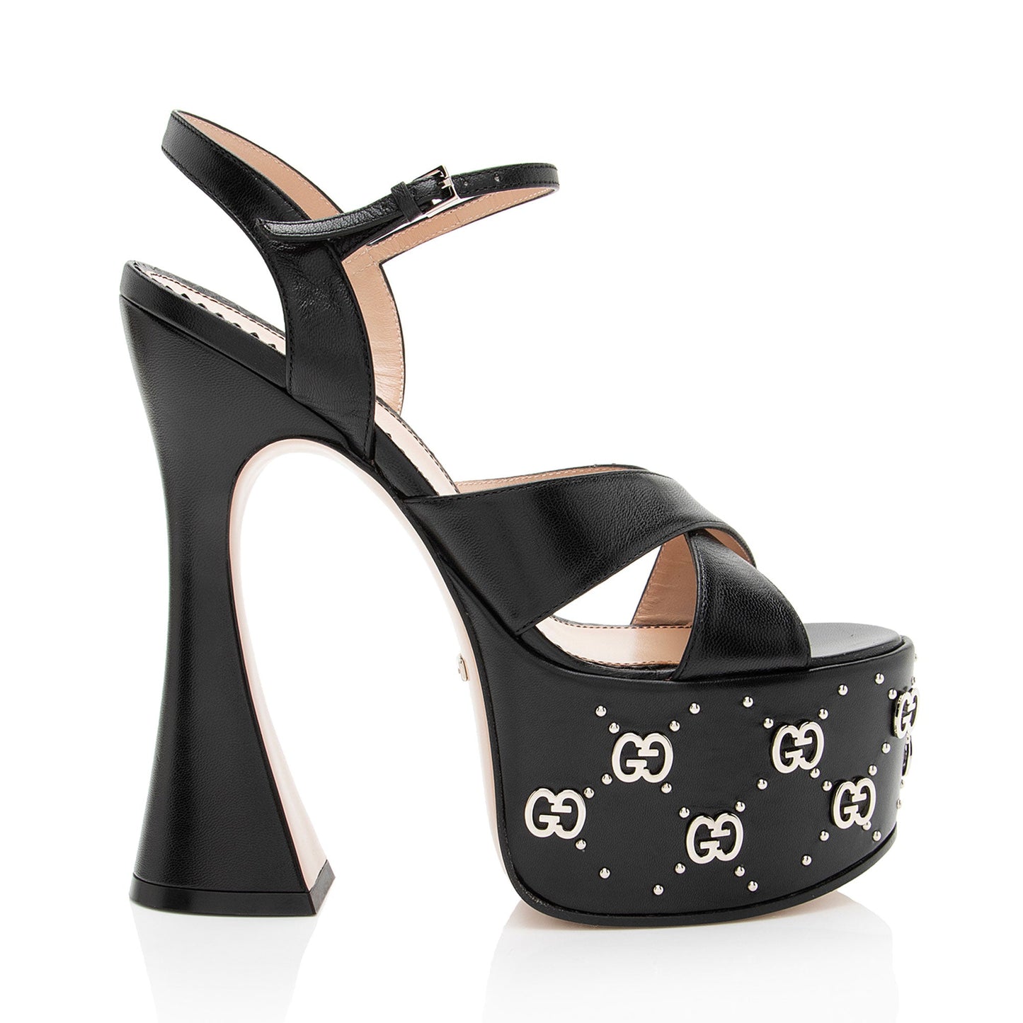 Gucci Leather GG Embellished Platform Sandals - Size 6 / 36