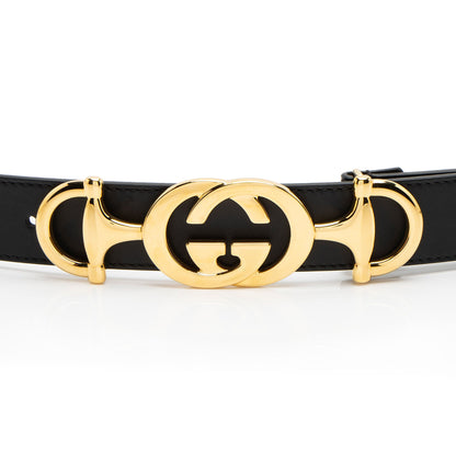 Gucci Leather GG Horsebit Belt - Size 32 / 80 (SHF-LymjNj)