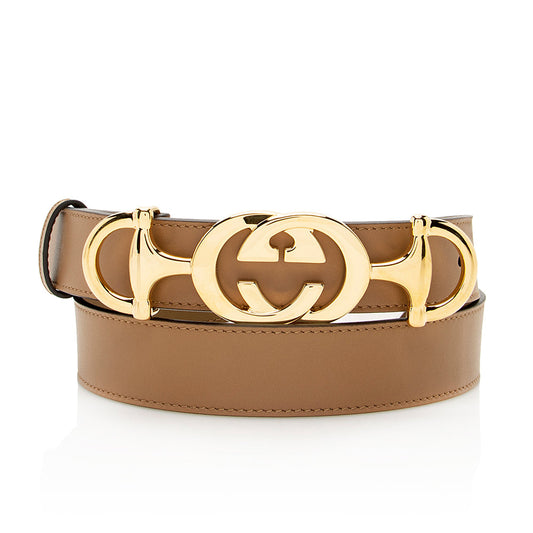 Gucci Leather GG Horsebit Belt - Size 34 / 85 (SHF-19458)