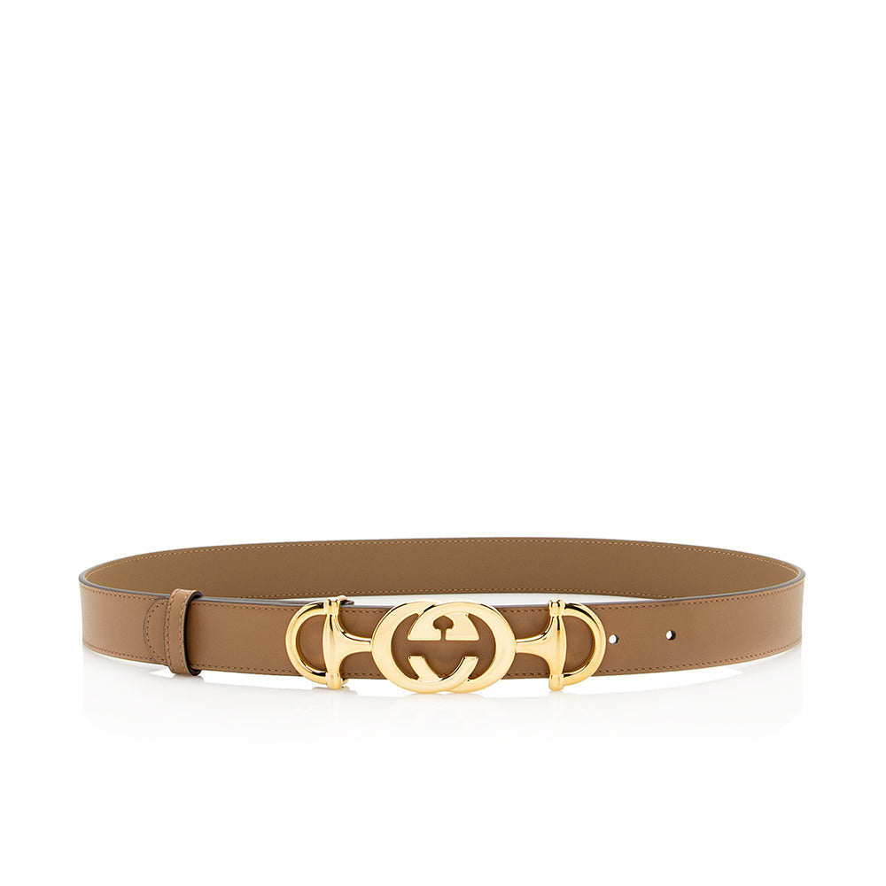 Gucci Leather GG Horsebit Belt - Size 34 / 85 (SHF-19458)