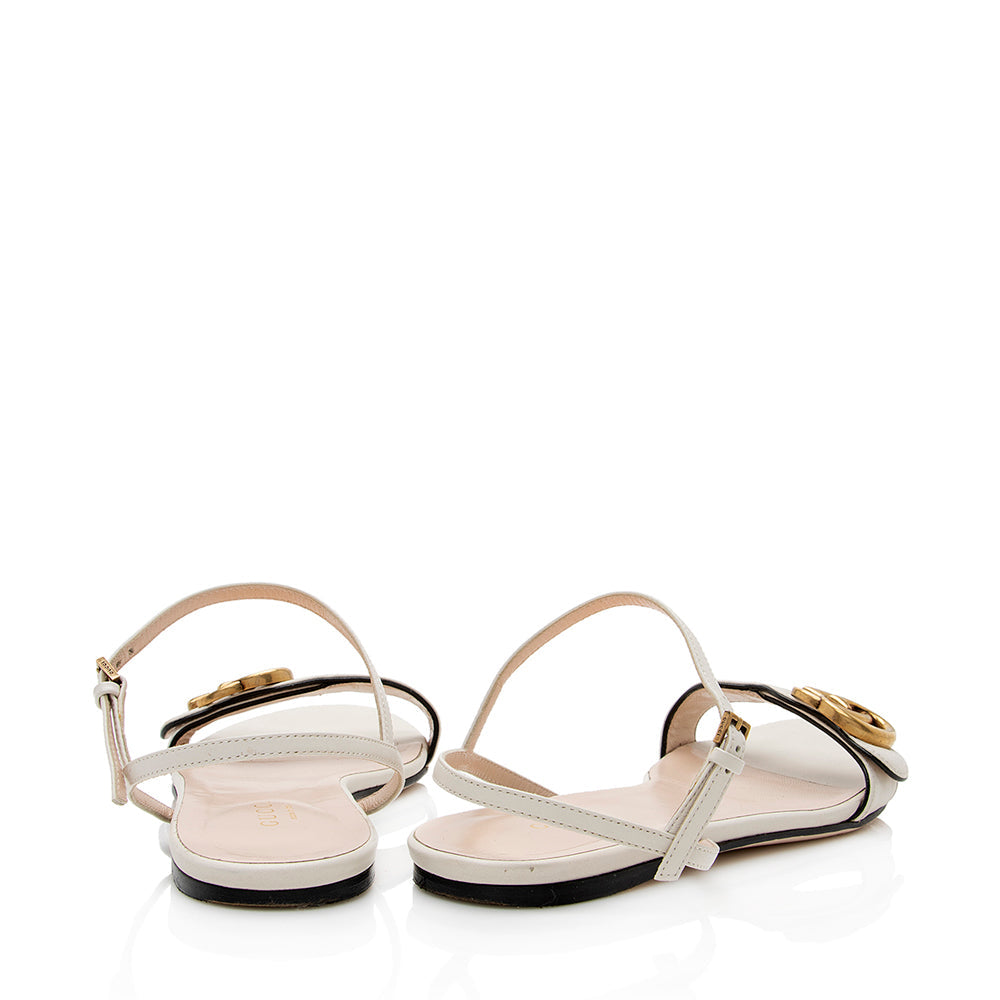 Gucci Leather GG Marmont Ankle Wrap Flat Sandals - Size 6.5 / 36.5 (SHF-20686)