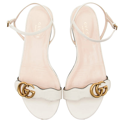 Gucci Leather GG Marmont Ankle Wrap Flat Sandals - Size 6.5 / 36.5 (SHF-20686)