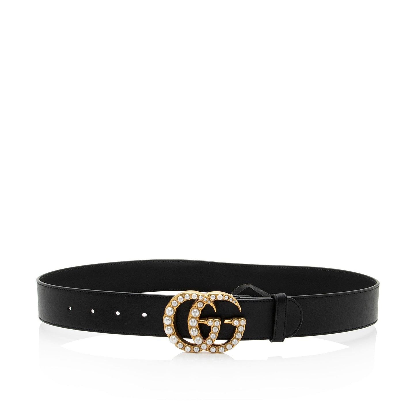 Gucci Leather GG Marmont Pearl Wide Belt - Size 34 / 85 (SHF-mZ6WWU)