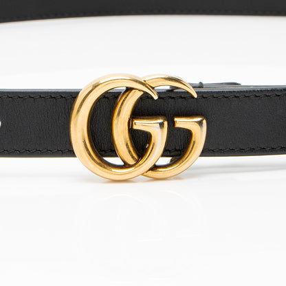 Gucci Leather GG Marmont Slim Belt - Size 34 / 85