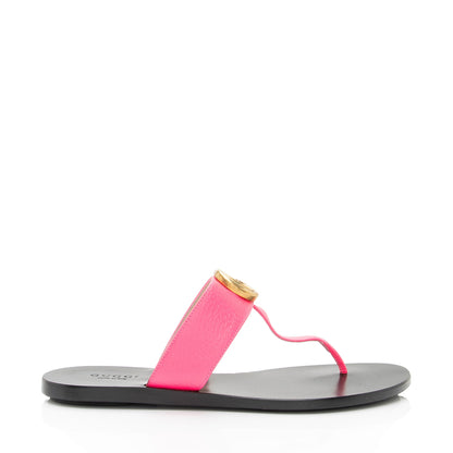Gucci Leather GG Marmont T Strap Sandals - Size 6 / 36 (SHF-MHM08Q)